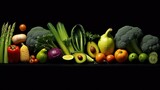 Fototapeta Kuchnia - Variety of green vegetables on dark background. Healthy food concept.