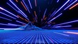 © TANATPON - 3d abstract technology glowing neon fast speed light background, empty space scene, reflection floor, virtual reality, cyber space futuristic sci-fi background, motion line high speed for mock up.