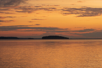 Wall Mural - natural landscape, white night over the wide northern lake