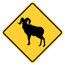 Transparent PNG Of Vector Graphic Of A Usa Ram Crossing Ahead  Highway Sign. It Consists Of The Silhouette Of A Ram Within A Black And Yellow Square Tilted To 45 Degrees