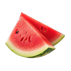 Wall Mural - Illustration of juicy ripe sliced watermelon on transparent background. Png clip art image.