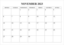 Calendar November 2023 Start From Monday