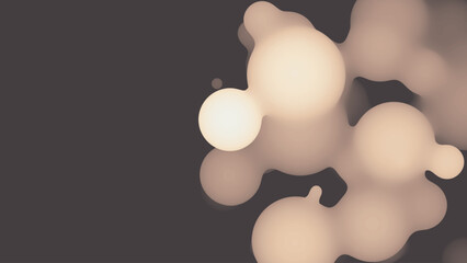 Aufkleber - Abstract 3d fluid metaball shape with beige balls. Synthwave liquid pastel organic droplets with gradient color.