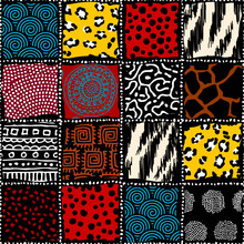 Geometric Abstract Tribal Pattern. Afro Patchwork Style. Seamless Vector Image.