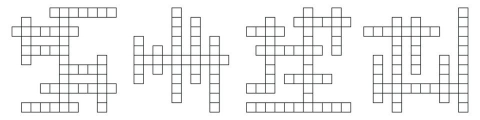 crossword puzzle, word game. cross and blank grid pattern, a brain teaser for newspaper quizzes. fla