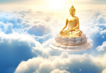 Wall Mural - Gold buddha statue in the sky background