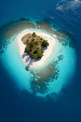 Wall Mural - Aerial view of a small Caribbean island in turquoise water