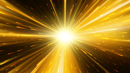 Sticker - Light effect. Star burst. Gold glitter star or sun. Vector background