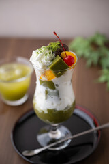 Wall Mural - matcha parfait, japanese green tea dessert