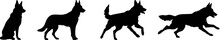 German Shepherd Dog Breed Black Silhouette Logo Set
