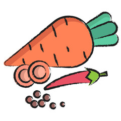 Wall Mural - Hand drawn Carrot and chilli icon