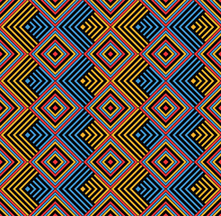 Wall Mural - Diamond indigenous seamless pattern with colombian flag colors