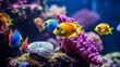 Close-up of colorful fish in a reef tank.cool wallpaper	