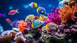 Close-up of colorful fish in a reef tank.cool wallpaper	