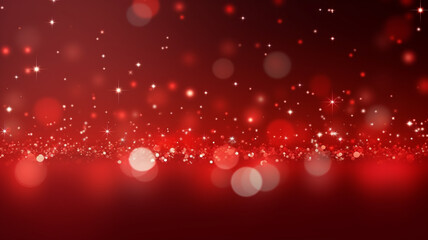 Wall Mural - Abstract light bokeh red Christmas background, copy space, red glittery Christmas.