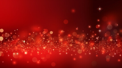 Wall Mural - Abstract light bokeh red Christmas background, copy space, red glittery Christmas.