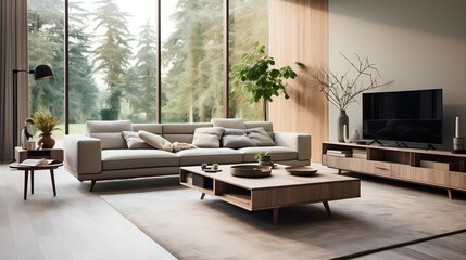 Stylish modern living room with contemporary furniture
