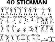 40 Stickman Set, Pictogram, Stick Figure