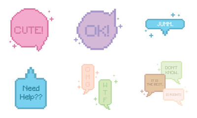 Poster - Set of pixelated comic speech bubble chats Vector