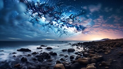 Wall Mural - The Milky Way painting the night sky, stars glittering like diamonds, an awe-inspiring view of the cosmos.