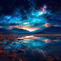 Wall Mural - The Milky Way painting the night sky, stars glittering like diamonds, an awe-inspiring view of the cosmos.