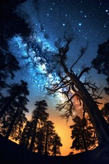 Wall Mural - The Milky Way painting the night sky, stars glittering like diamonds, an awe-inspiring view of the cosmos.