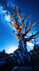 Wall Mural - The Milky Way painting the night sky, stars glittering like diamonds, an awe-inspiring view of the cosmos.