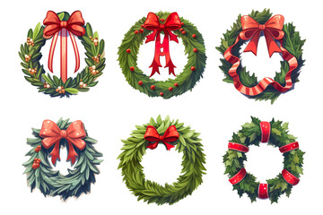 Wall Mural - Christmas door wreath icon clipart isolated on a white background PNG