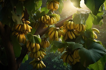 Wall Mural - Yellow Bananas On The Tree