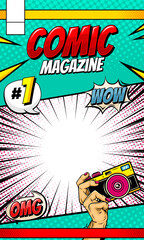 Sticker - Comic magazine template background design