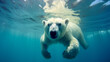 photograph of a polar bear swimming underwater in the arctic ocean generative ai