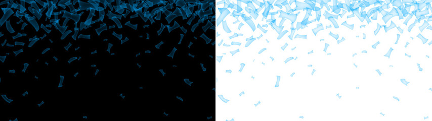 Poster - paper particle with blue glow futuristic sparkle falling from top transparent background