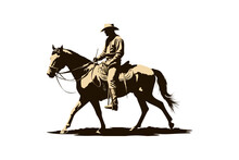 Cowboy Riding Horse Silhouette. Vector Illustration Design.