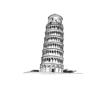 Leaning Tower Of Pisa Abstract Hand Drawn Sketch. Vector Illustration Design.