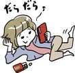 © ASAKURA Chinatsu - スマホを見ながらダラダラお菓子を食べる女の子