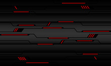 Abstract Dark Grey Metallic Geometric Black Shadow Circuit Line With Red Neno Light Design Modern Futuristic Technology Background Vector