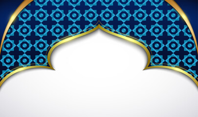 Blue islamic background with ligh golden