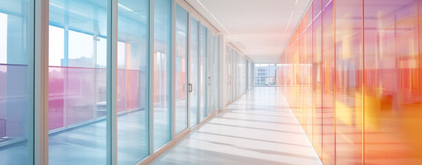 Canvas Print - long corridor in a modern office building, legal AI