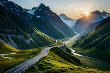 View from a bird's eye of Grossglockner High Alpine Road in the early morning. Austria, Alps, Europe