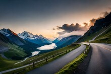 View From A Bird's Eye Of Grossglockner High Alpine Road In The Early Morning. Austria, Alps, Europe