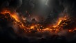 A fiery river of lava flows through a dark and desolate landscape