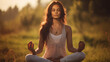 Beautiful woman meditating, yoga poses outdoor