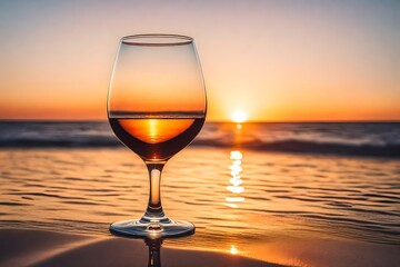 glass of wine at sunset