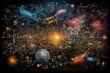 Fototapeta Kosmos - Equations and physics in universe with NASA elements, highlighting science and education. Generative AI