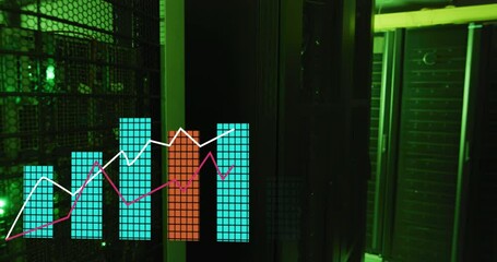 Poster - Animation of multiple graphs over illuminated data server systems in server room