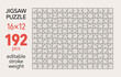 © Bisams - Empty jigsaw puzzle grid template, 16x12 shapes, 192 pieces. Separate matching puzzle elements. Flat vector illustration layout, every piece is a single shape.