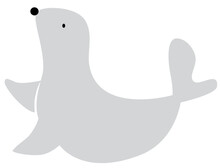 Cute Seal Pup In A Minimal And Simple Style
