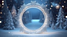 3D Circle To Celebrate Beautiful Merry Christmas And Happy New Year Frame Background.