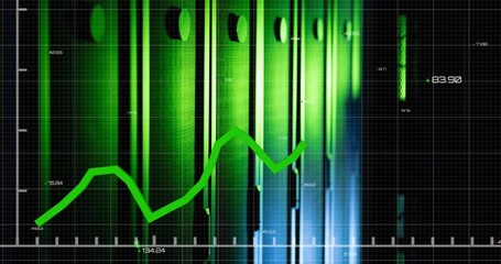 Poster - Animation of graphs with changing numbers over data server racks in server room