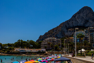 l beach landscape in Calpe, Spain on a summer sunny holiday day